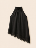 Top asymétrique noir dentelle